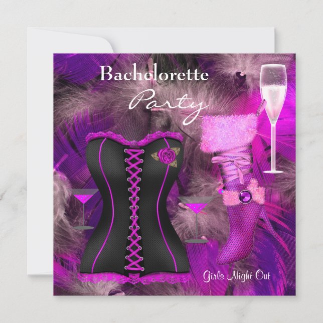 Bachelorette Party Shoes Hi Heels Boots Corset Invitation (Front)