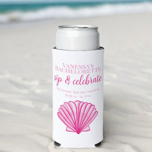 Bachelorette Party Sip & Celebrate Custom Shell Pk Seltzer Can Cooler