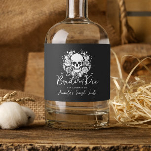 Bachelorette Party Skull Floral Bride or Die  Sparkling Wine Label