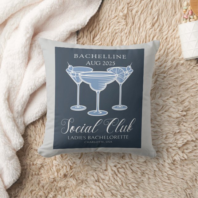  Bachelorette Party Social Club Throw Pillow (Blanket)