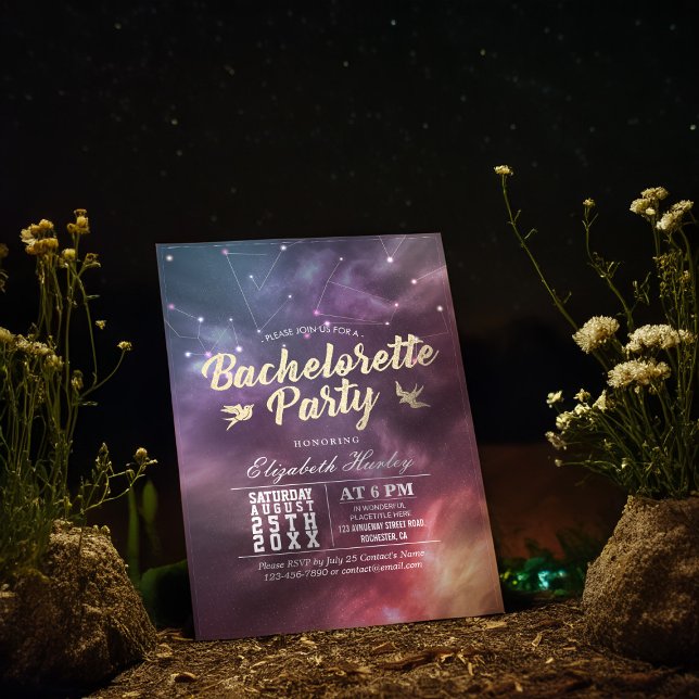 Bachelorette Party Stars Sky Galaxy Constellations Invitation (Creator Uploaded)