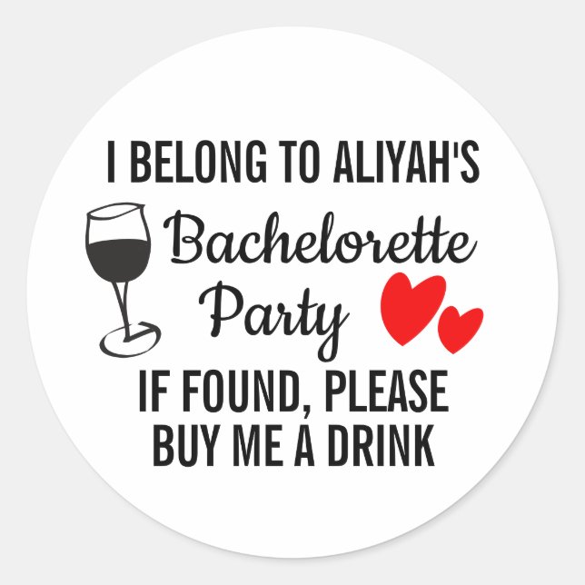 Bachelorette Party Sticker - Achetez-moi un verre (Devant)