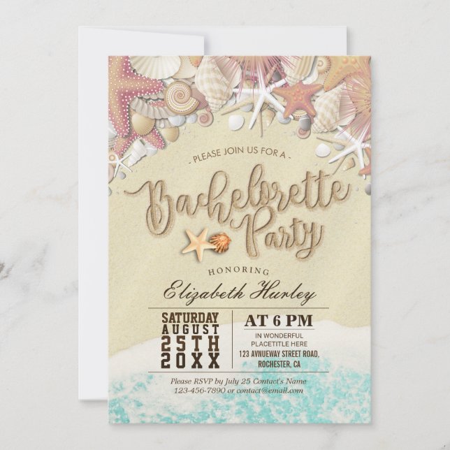 Bachelorette Party Summer Beach Starfish Seashell Invitation (Front)