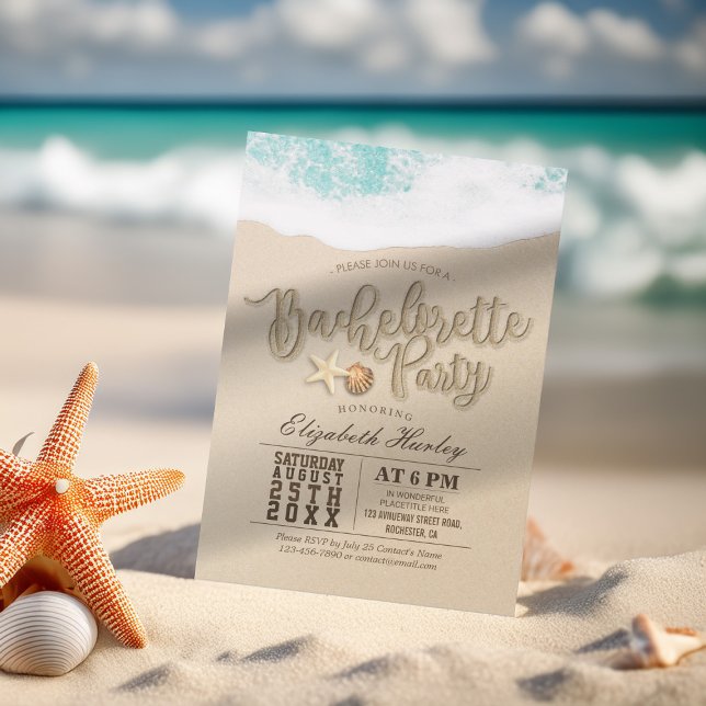 Bachelorette Party Summer Beach Starfish Seashell Invitation (Creator Uploaded)