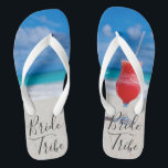 Bachelorette Party Tropical Beach Bride Tribe Flip Flops<br><div class="desc">This design was created through digital art. It may be personalized by clicking the customize button and changing the colour, adding a name, initials or your favourite words. Contact me at colorflowcreations@gmail.com if you with to have this design on another product. Purchase my original abstract acrylic painting for sale at...</div>