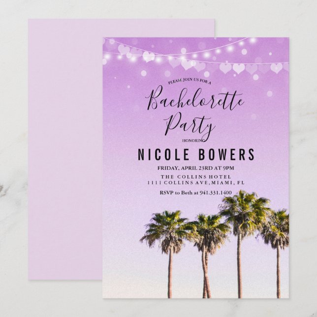 Bachelorette Party Tropical Invitation (Front/Back)