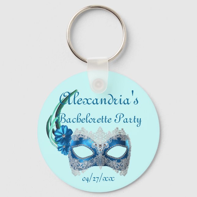 "Bachelorette Party" - Turquoise Mask Keychain (Front)