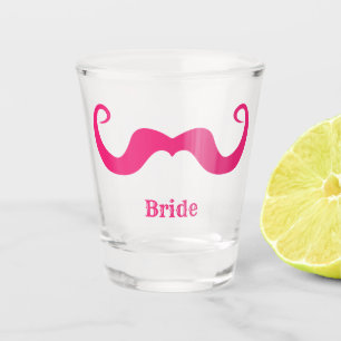 Bachelorette party / wedding pink curly moustache shot glass