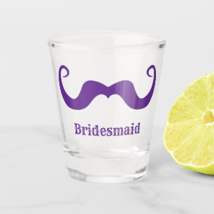 Bachelorette party / wedding purple curly moustach shot glass