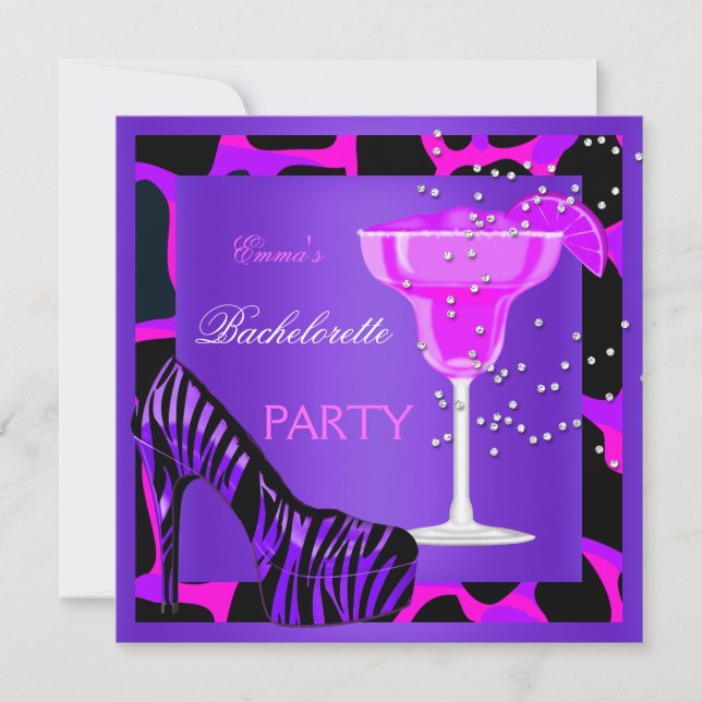 Bachelorette Party Wild Hot Pink Purple Invitation (Front)