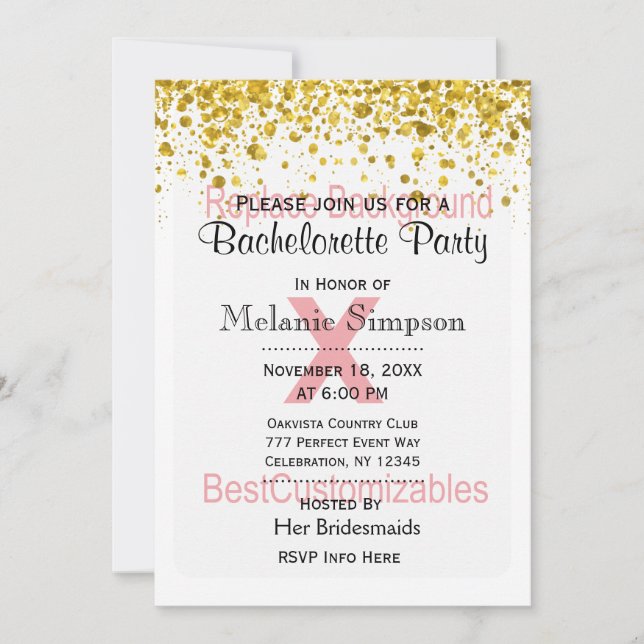 Bachelorette Party with Gold Confetti Template (Front)