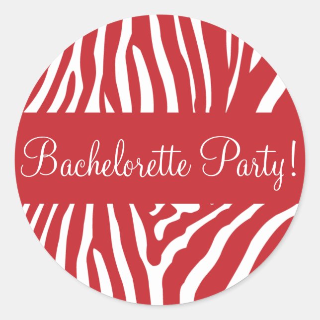 Bachelorette Party Zebra Envelope Sticker Seal (Front)