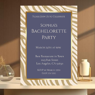 Bachelorette Party-Zebra Print-Beige- Invitation