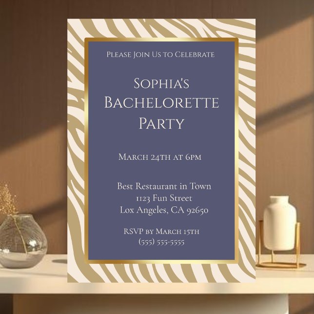 Bachelorette Party-Zebra Print-Beige- Invitation (Bachelorette Party-Zebra Print-Beige- Invitation)