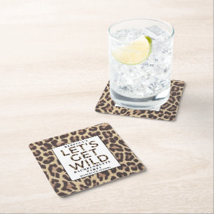 Bachelorette PartyLet's Get Wild Cheetah Square Paper Coaster