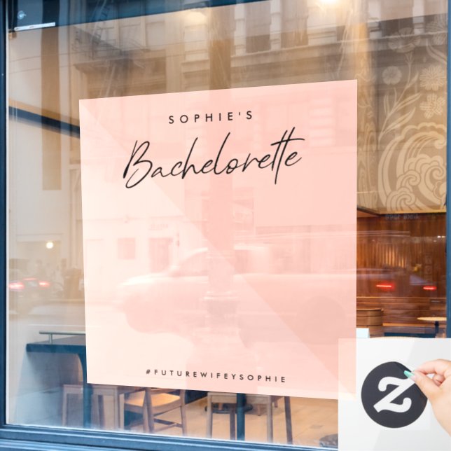 Bachelorette Peach Pink | Minimal Photo Backdrop Window Cling (Cafe Window)