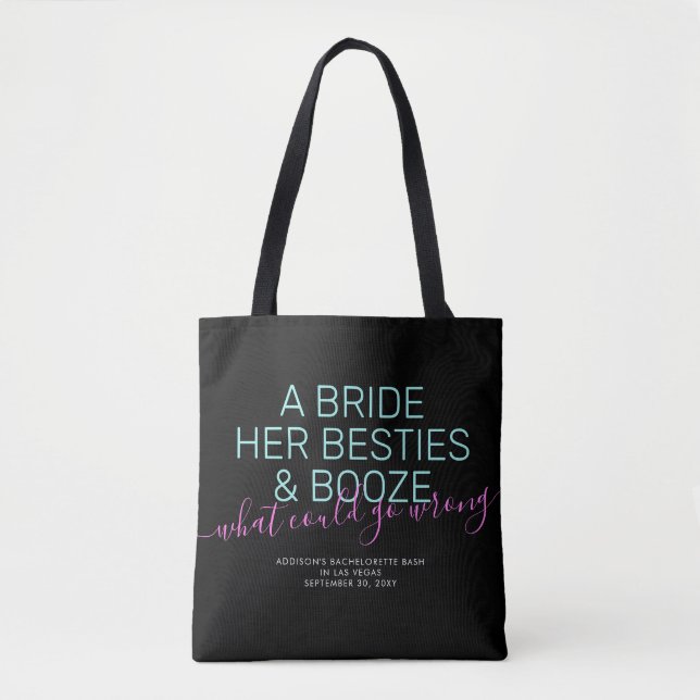 Bachelorette Personalized Bride Besties Booze Tote Bag (Front)
