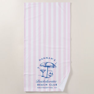 Bachelorette Pink & Blue Modern Beach Towel