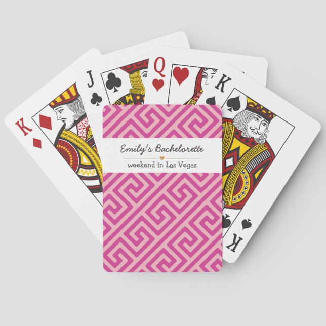 Bachelorette Pink Geometric Pattern Playing Cards (Back)