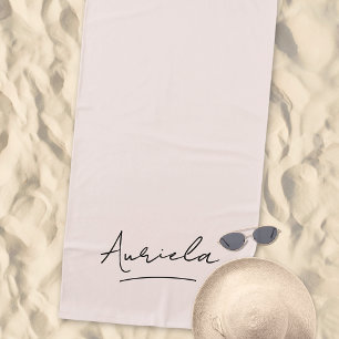 Bachelorette Pink Minimalist Modern Signature  Beach Towel