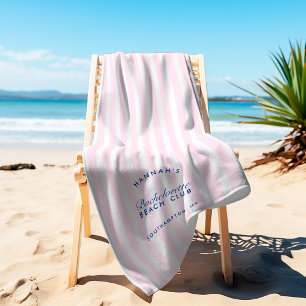 Bachelorette Pink & Navy Retro Modern  Beach Towel