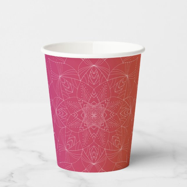 Bachelorette Pink & Orange Ombré Colourful Party Paper Cups (Left)