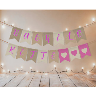 Bachelorette Pink Party Supplies Bunting Flags