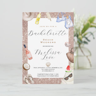 Bachelorette plage Week-end Itinéraire Invitation