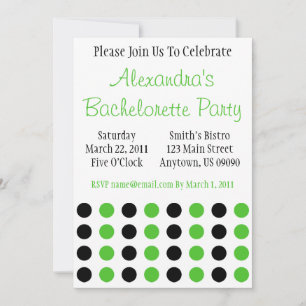 Bachelorette Pois Invitation noir / vert citron ve