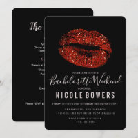 Bachelorette Red Lips Invitation Itinéraire Week-e