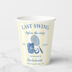 Bachelorette Retro Cocktail Blue & Yellow Stripes Paper Cups