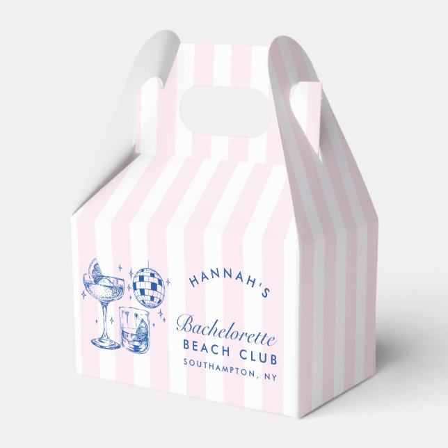 Bachelorette Retro Disco Cocktail Blue & Pink Favor Box (Front Side)