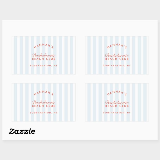 Bachelorette Retro Modern Red & Blue Personalized Sticker (Sheet)