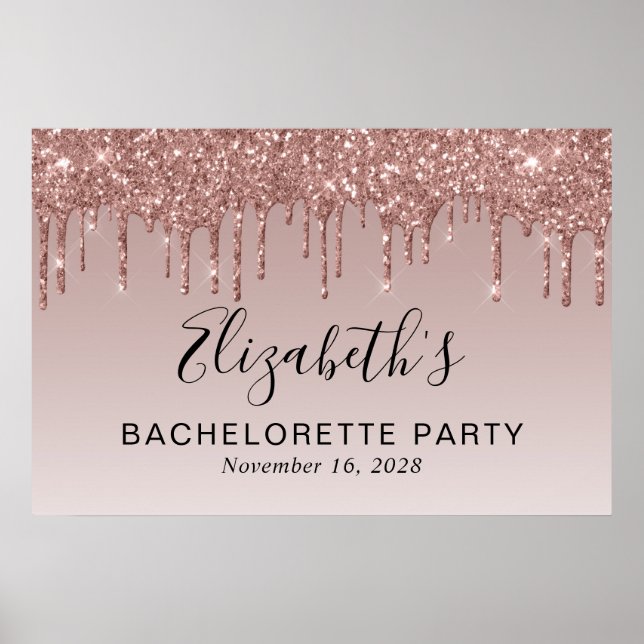 Bachelorette Rose Gold Glitter Poster (Front)
