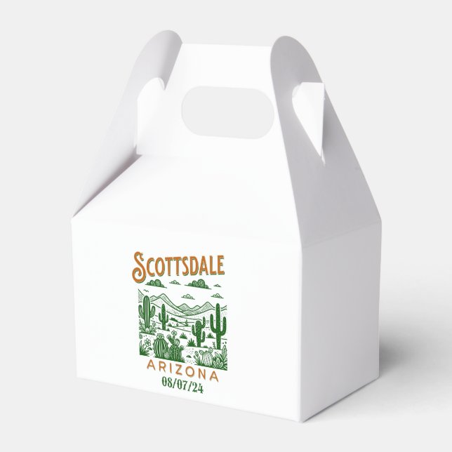 bachelorette scottsdale retro desert custom date favor box (Front Side)