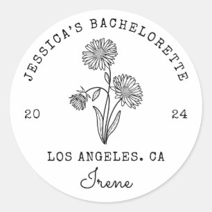 Bachelorette September Aster Birth Month Flower Classic Round Sticker