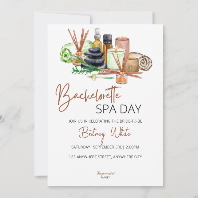 Bachelorette Spa Day Invitation (Devant)