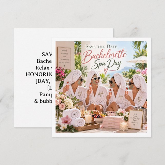 Bachelorette Spa Day Save the Date Bride Tribe (Front/Back)