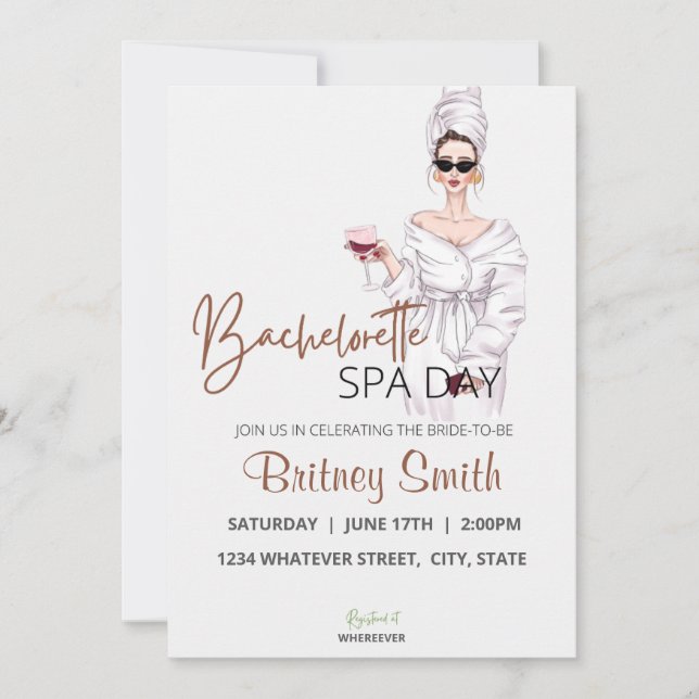 Bachelorette Spa Party Custom Invitation (Front)