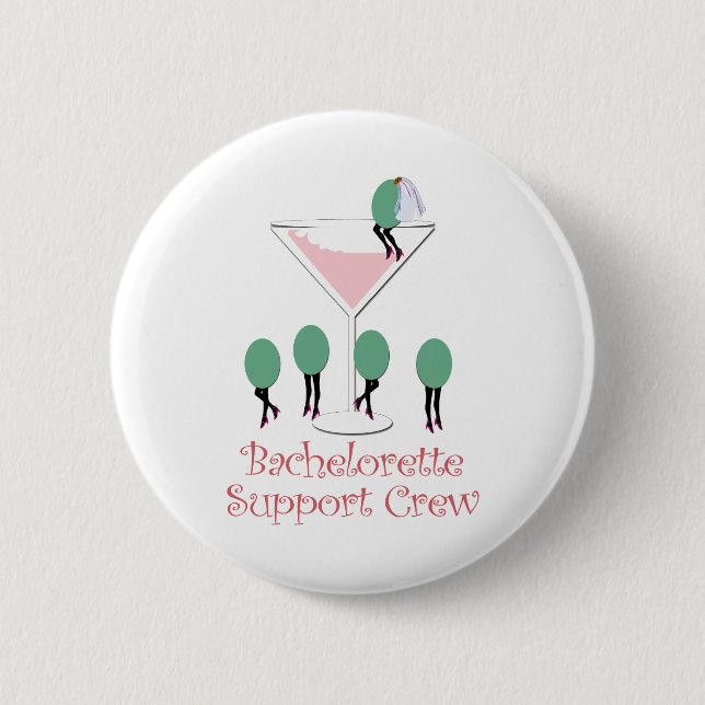 bachelorette support crew pink 2 inch round button (Front)