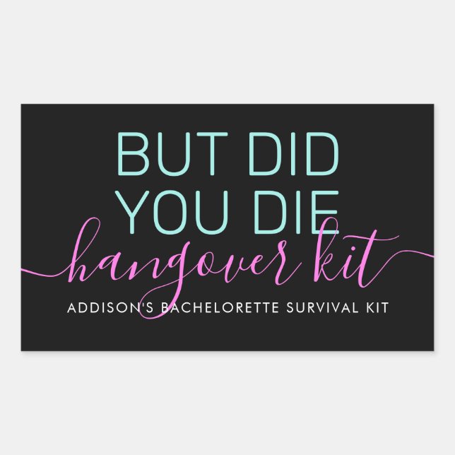 Bachelorette Survival Recovery Hangover Kit Sticker (Front)