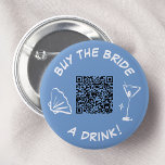 Bachelorette Venmo QR code Buy The Bride A Drink 2 Inch Round Button<br><div class="desc">This whimsical button design features a playful "Buy the Bride a Drink!" message, a stylish cocktail glass, and a convenient QR code for easy gifting. Perfect for bachelorette parties or bridal showers, this button adds a touch of fun and excitement to any celebration. Show your support for the bride-to-be and...</div>