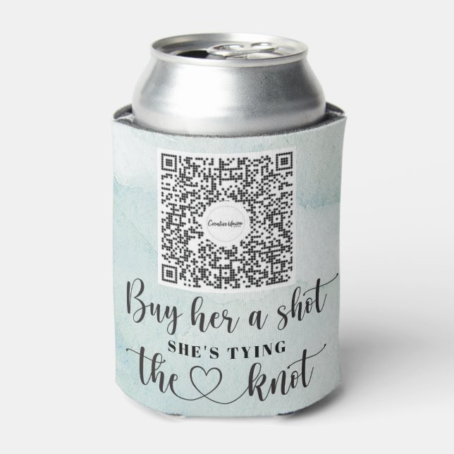 Bachelorette Venmo QR code Buy The Bride A Drink C Can Cooler (Can Front)