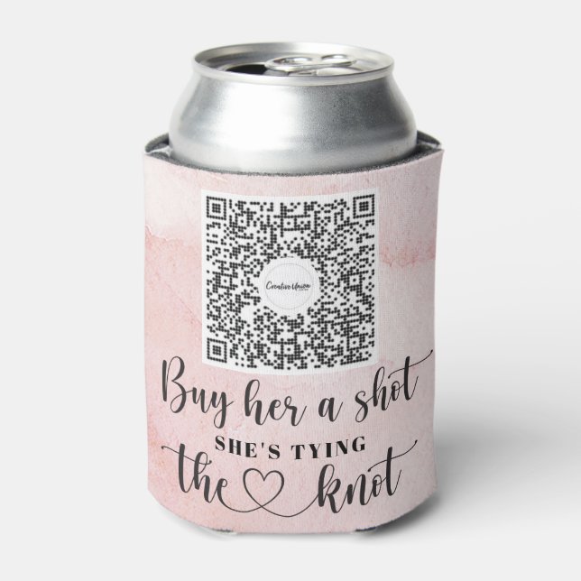 Bachelorette Venmo QR code Buy The Bride A Drink C Can Cooler (Can Front)