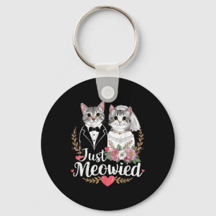Bachelorette Wedding Party Bride Groom Cats Just M Keychain