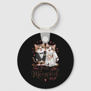 Bachelorette Wedding Party Bride Groom Cats Just M Keychain