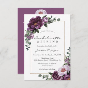 Bachelorette Week-end Itinéraire Purple Invitation