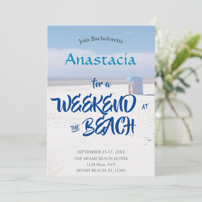 Bachelorette Weekend at the beach personalized Inv Invitation (Standing Front)