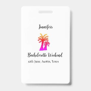 Bachelorette weekend coconut tree club add name  badge
