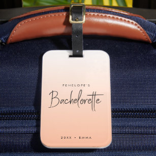 Bachelorette Weekend   Coral Ombre Elegant Peach Luggage Tag